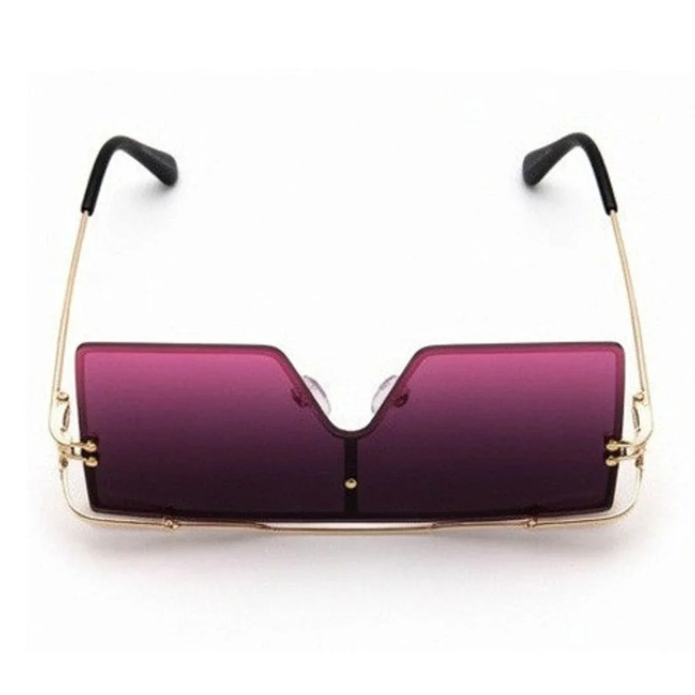 Oversized‎ WOmen Luxury Square Shield Sunglasses Trendy Gold Frame UV400 Large